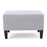 Zahra Contemporary Tufted Fabric Ottoman, Light Gray and Dark Brown Noble House