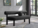 Parlor Boucle Fabric / Eucalyptus Wood / Foam Contemporary Black Boucle Fabric Bench - 59" W x 26" D x 28.5" H