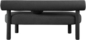 Parlor Boucle Fabric / Eucalyptus Wood / Foam Contemporary Black Boucle Fabric Bench - 59" W x 26" D x 28.5" H