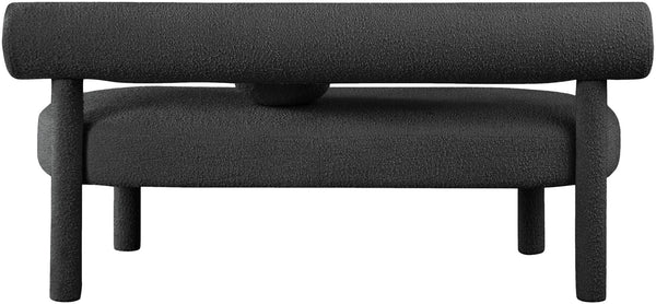 Parlor Boucle Fabric / Eucalyptus Wood / Foam Contemporary Black Boucle Fabric Bench - 59" W x 26" D x 28.5" H