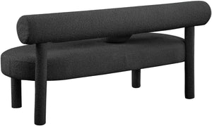 Parlor Boucle Fabric / Eucalyptus Wood / Foam Contemporary Black Boucle Fabric Bench - 59" W x 26" D x 28.5" H