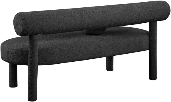 Parlor Boucle Fabric / Eucalyptus Wood / Foam Contemporary Black Boucle Fabric Bench - 59" W x 26" D x 28.5" H