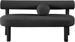 Parlor Boucle Fabric / Eucalyptus Wood / Foam Contemporary Black Boucle Fabric Bench - 59" W x 26" D x 28.5" H