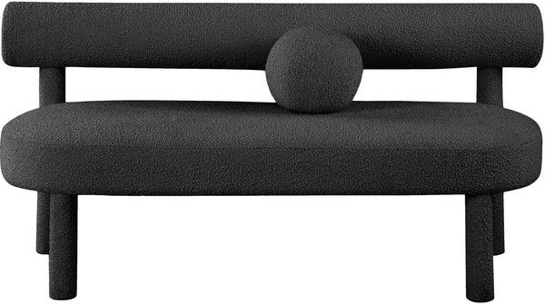Parlor Boucle Fabric / Eucalyptus Wood / Foam Contemporary Black Boucle Fabric Bench - 59" W x 26" D x 28.5" H