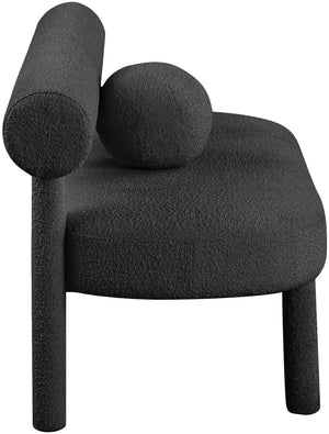 Parlor Boucle Fabric / Eucalyptus Wood / Foam Contemporary Black Boucle Fabric Bench - 59" W x 26" D x 28.5" H