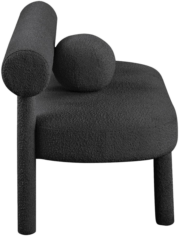 Parlor Boucle Fabric / Eucalyptus Wood / Foam Contemporary Black Boucle Fabric Bench - 59" W x 26" D x 28.5" H