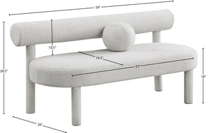 Parlor Boucle Fabric / Eucalyptus Wood / Foam Contemporary Cream Boucle Fabric Bench - 59" W x 26" D x 28.5" H