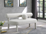 Parlor Boucle Fabric / Eucalyptus Wood / Foam Contemporary Cream Boucle Fabric Bench - 59" W x 26" D x 28.5" H
