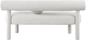 Parlor Boucle Fabric / Eucalyptus Wood / Foam Contemporary Cream Boucle Fabric Bench - 59" W x 26" D x 28.5" H