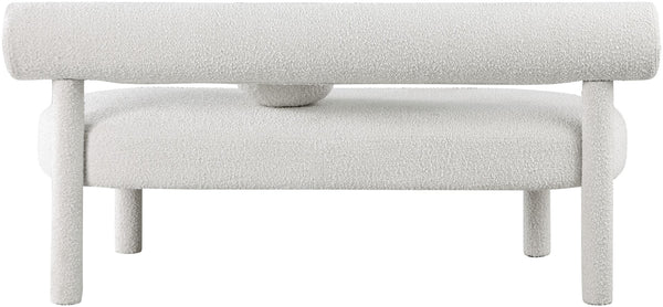 Parlor Boucle Fabric / Eucalyptus Wood / Foam Contemporary Cream Boucle Fabric Bench - 59" W x 26" D x 28.5" H