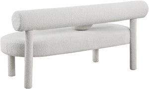 Parlor Boucle Fabric / Eucalyptus Wood / Foam Contemporary Cream Boucle Fabric Bench - 59" W x 26" D x 28.5" H