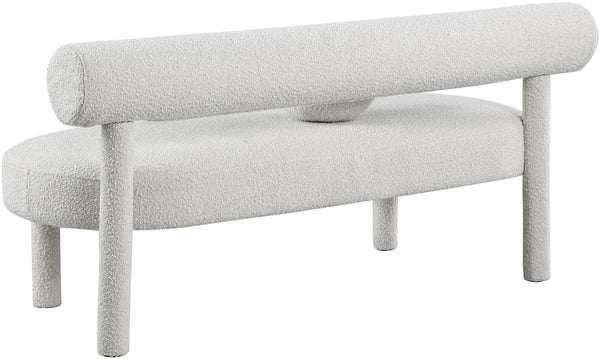 Parlor Boucle Fabric / Eucalyptus Wood / Foam Contemporary Cream Boucle Fabric Bench - 59" W x 26" D x 28.5" H