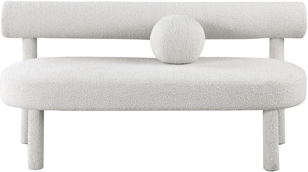 Parlor Boucle Fabric / Eucalyptus Wood / Foam Contemporary Cream Boucle Fabric Bench - 59" W x 26" D x 28.5" H