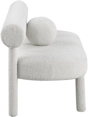 Parlor Boucle Fabric / Eucalyptus Wood / Foam Contemporary Cream Boucle Fabric Bench - 59" W x 26" D x 28.5" H