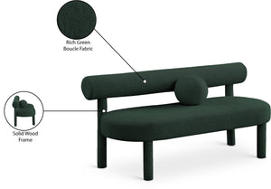 Parlor Boucle Fabric / Eucalyptus Wood / Foam Contemporary Green Boucle Fabric Bench - 59" W x 26" D x 28.5" H