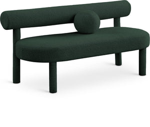 Parlor Boucle Fabric / Eucalyptus Wood / Foam Contemporary Green Boucle Fabric Bench - 59" W x 26" D x 28.5" H
