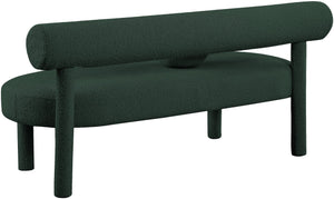 Parlor Boucle Fabric / Eucalyptus Wood / Foam Contemporary Green Boucle Fabric Bench - 59" W x 26" D x 28.5" H