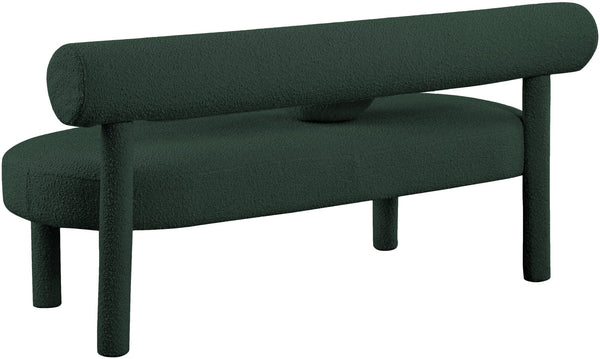 Parlor Boucle Fabric / Eucalyptus Wood / Foam Contemporary Green Boucle Fabric Bench - 59" W x 26" D x 28.5" H