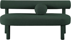 Parlor Boucle Fabric / Eucalyptus Wood / Foam Contemporary Green Boucle Fabric Bench - 59" W x 26" D x 28.5" H