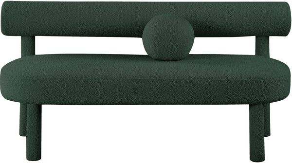 Parlor Boucle Fabric / Eucalyptus Wood / Foam Contemporary Green Boucle Fabric Bench - 59" W x 26" D x 28.5" H
