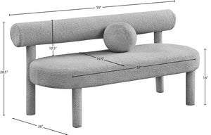 Parlor Boucle Fabric / Eucalyptus Wood / Foam Contemporary Grey Boucle Fabric Bench - 59" W x 26" D x 28.5" H