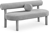 Parlor Boucle Fabric / Eucalyptus Wood / Foam Contemporary Grey Boucle Fabric Bench - 59" W x 26" D x 28.5" H