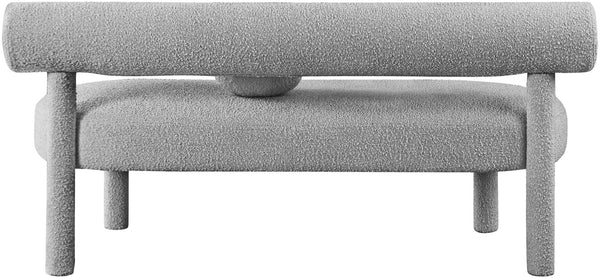 Parlor Boucle Fabric / Eucalyptus Wood / Foam Contemporary Grey Boucle Fabric Bench - 59" W x 26" D x 28.5" H