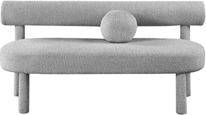 Parlor Boucle Fabric / Eucalyptus Wood / Foam Contemporary Grey Boucle Fabric Bench - 59" W x 26" D x 28.5" H