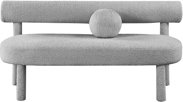 Parlor Boucle Fabric / Eucalyptus Wood / Foam Contemporary Grey Boucle Fabric Bench - 59" W x 26" D x 28.5" H