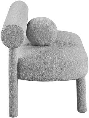 Parlor Boucle Fabric / Eucalyptus Wood / Foam Contemporary Grey Boucle Fabric Bench - 59" W x 26" D x 28.5" H