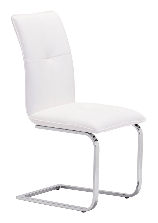 Zuo Modern Anjou 100% Polyurethane, Plywood, Steel Modern Commercial Grade Dining Chair Set - Set of 2 White, Chrome 100% Polyurethane, Plywood, Steel