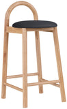 Calvin Faux Leather / Rubberwood / Engineered Wood Mid-Century Modern Black Faux Leather Stool - 16.5" W x 26" D x 32" H