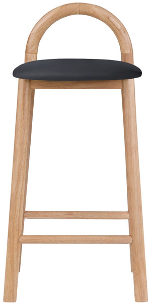 Calvin Faux Leather / Rubberwood / Engineered Wood Mid-Century Modern Black Faux Leather Stool - 16.5" W x 26" D x 32" H