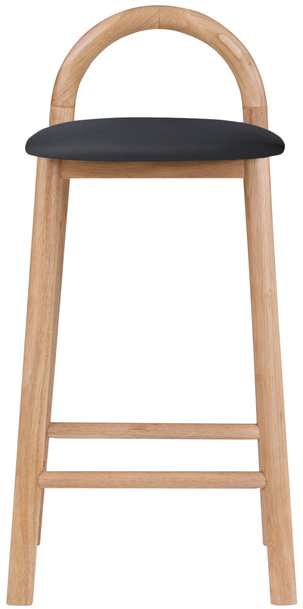 Calvin Faux Leather / Rubberwood / Engineered Wood Mid-Century Modern Black Faux Leather Stool - 16.5" W x 26" D x 32" H