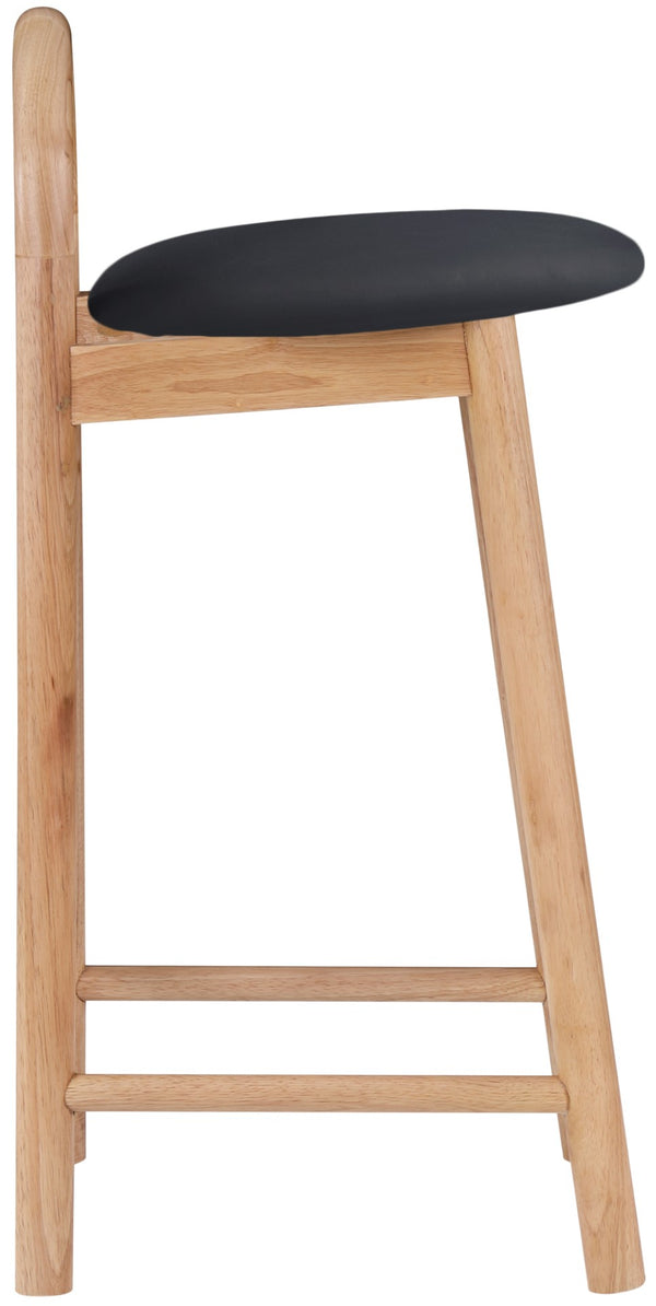 Calvin Faux Leather / Rubberwood / Engineered Wood Mid-Century Modern Black Faux Leather Stool - 16.5" W x 26" D x 32" H