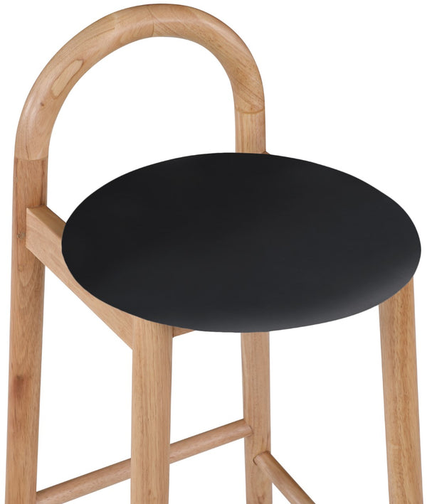 Calvin Faux Leather / Rubberwood / Engineered Wood Mid-Century Modern Black Faux Leather Stool - 16.5" W x 26" D x 32" H