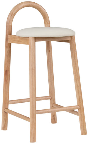 Calvin Faux Leather / Rubberwood / Engineered Wood Mid-Century Modern Cream Faux Leather Stool - 16.5" W x 26" D x 32" H