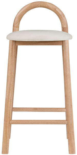 Calvin Faux Leather / Rubberwood / Engineered Wood Mid-Century Modern Cream Faux Leather Stool - 16.5" W x 26" D x 32" H