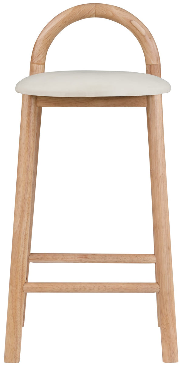 Calvin Faux Leather / Rubberwood / Engineered Wood Mid-Century Modern Cream Faux Leather Stool - 16.5" W x 26" D x 32" H