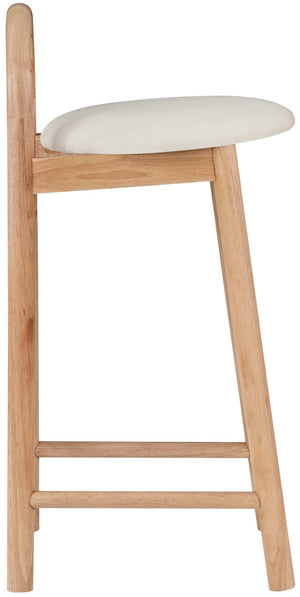 Calvin Faux Leather / Rubberwood / Engineered Wood Mid-Century Modern Cream Faux Leather Stool - 16.5" W x 26" D x 32" H