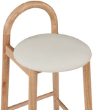 Calvin Faux Leather / Rubberwood / Engineered Wood Mid-Century Modern Cream Faux Leather Stool - 16.5" W x 26" D x 32" H