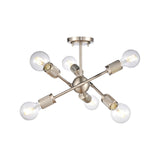 Module 15'' Wide 6-Light Semi Flush Mount - Satin Nickel