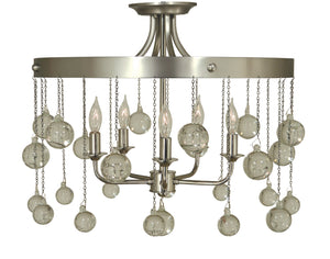 5-Light Satin Pewter/Polished Nickel Falling Stars Semiflush