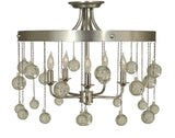 5-Light Satin Pewter/Polished Nickel Falling Stars Semiflush