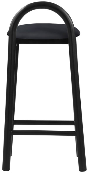 Calvin Faux Leather / Rubberwood / Engineered Wood Mid-Century Modern Black Faux Leather Stool - 16.5" W x 26" D x 32" H