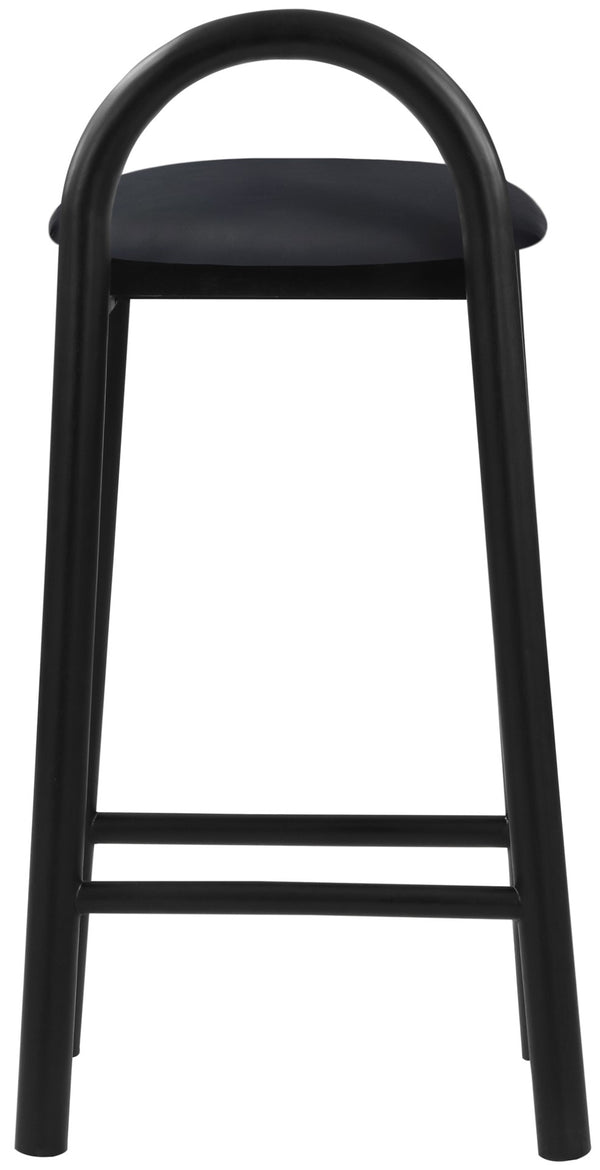 Calvin Faux Leather / Rubberwood / Engineered Wood Mid-Century Modern Black Faux Leather Stool - 16.5" W x 26" D x 32" H