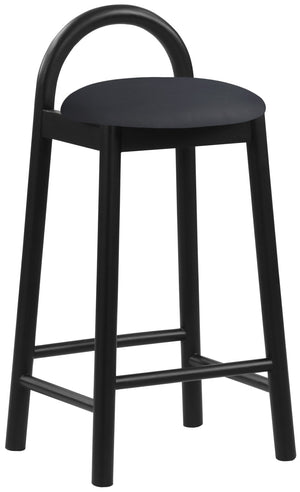 Calvin Faux Leather / Rubberwood / Engineered Wood Mid-Century Modern Black Faux Leather Stool - 16.5" W x 26" D x 32" H