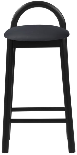 Calvin Faux Leather / Rubberwood / Engineered Wood Mid-Century Modern Black Faux Leather Stool - 16.5" W x 26" D x 32" H
