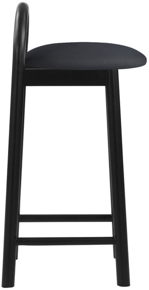 Calvin Faux Leather / Rubberwood / Engineered Wood Mid-Century Modern Black Faux Leather Stool - 16.5" W x 26" D x 32" H