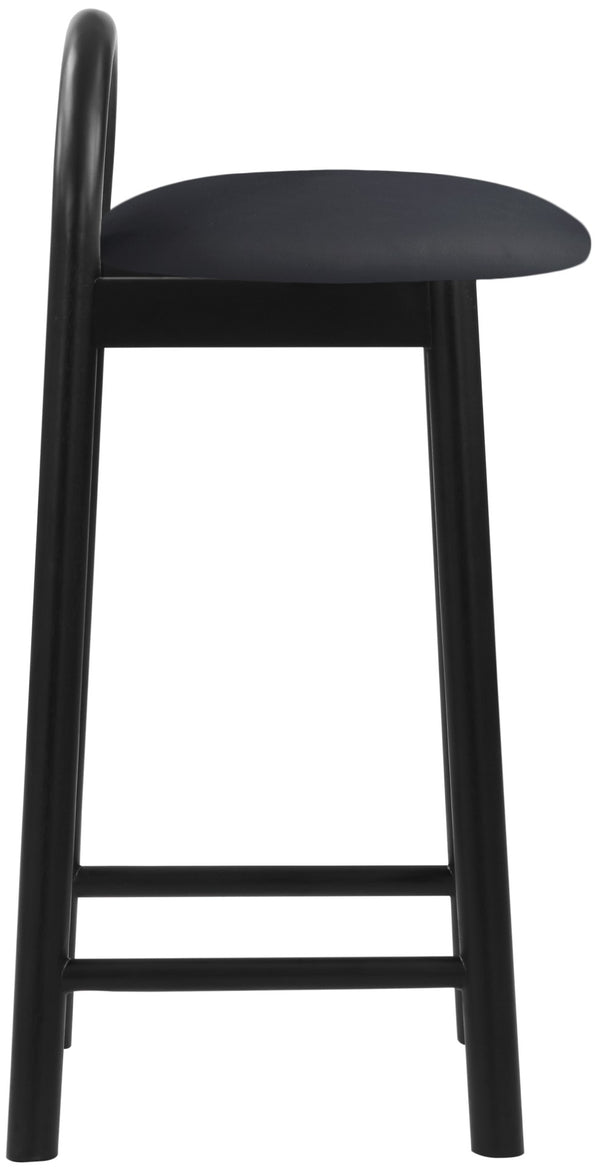 Calvin Faux Leather / Rubberwood / Engineered Wood Mid-Century Modern Black Faux Leather Stool - 16.5" W x 26" D x 32" H